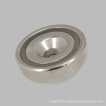 Nickel Coated Round Base Maget with Countersunk Hole